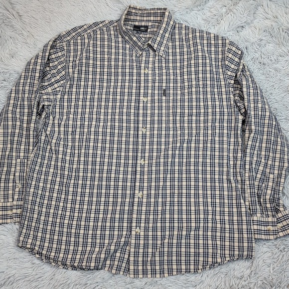 BKE 67 Shirt Mens XL Blue Button Up Check Pocket Casual Comfort Preppy - Picture 1 of 11